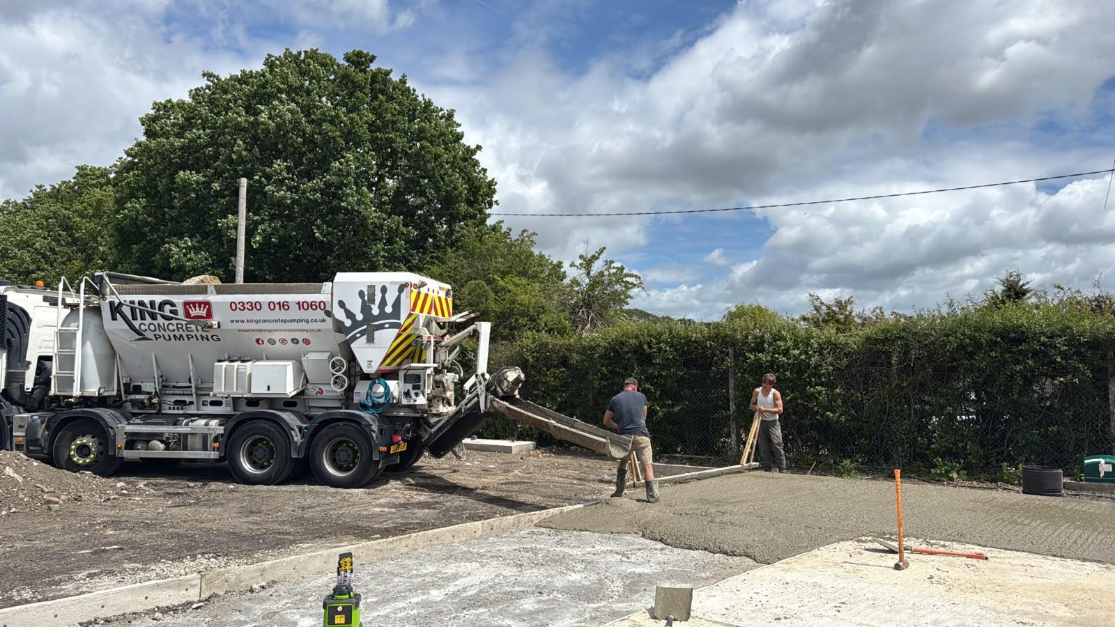 King Concrete Pumping crew placing concrete on a Brighton site